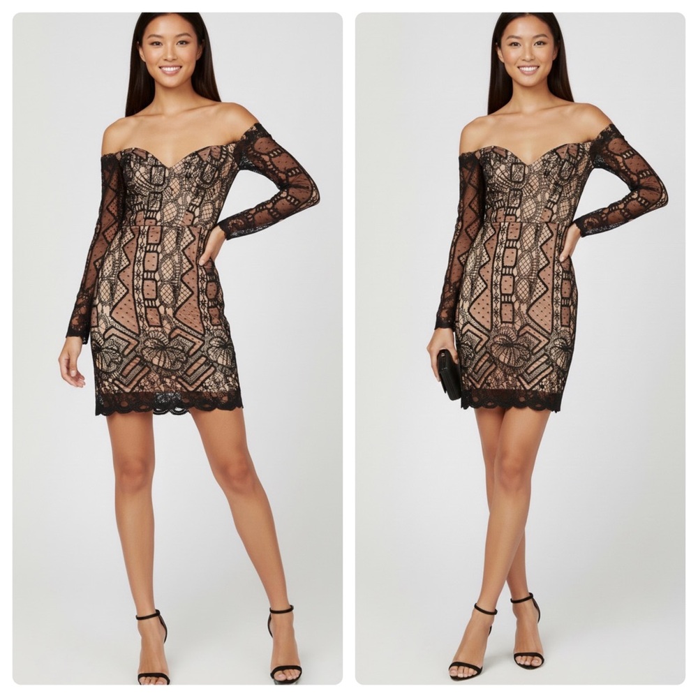 Bardot Zendaya Mini Lace Dress in Black Sz. Medium NWT
